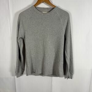 Taylor Stitch Waffle Knit Crew 36 Small Gray Raglan Thermal Long Sleeve Shirt